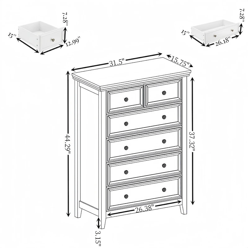6 Drawers Cabinet Chest