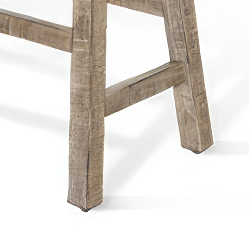 Rena Bar Height Bench, 33 Inch Rustic Light Brown Mahogany Wood Frame