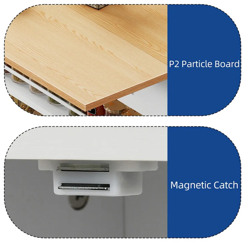 Kitchen Island Drop Leaf Double Tilt Out Trash Cabinet with Power Outlet & Wheels