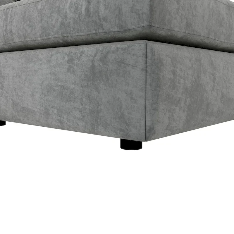 Grey 115 Convertible U-Shaped 6-Seat Modular Sectional Sofa with Ottoman, Customizable Fabric, and Tilting Armrests