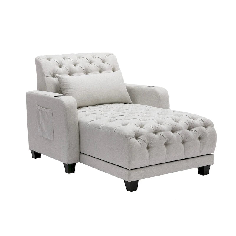 Clihome Tufted Reclining Chaise Lounge