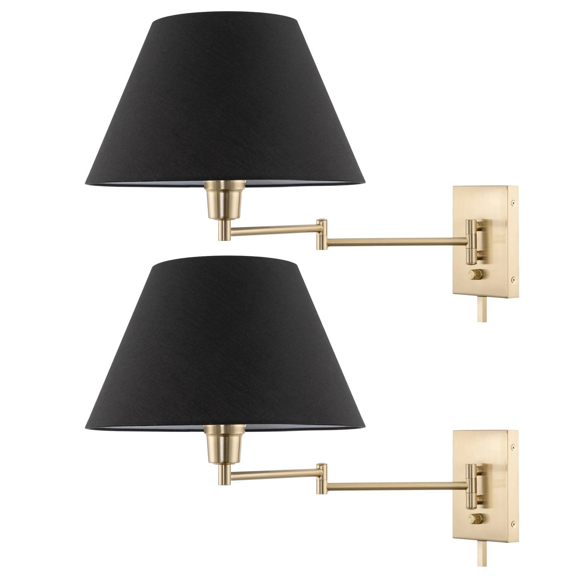 Cambridge 15 Modern Swing Arm Wall Lamp - Plug In/Wall Mount, 2-Pack