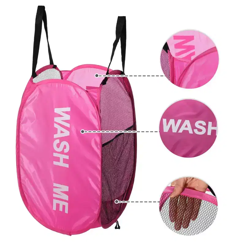 Foldable Mesh Laundry Basket, Black/Blue/Green/Pink, 75L, 1-Person Use