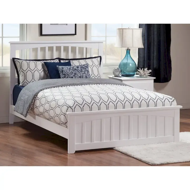 Mission Queen Foundation Bed Frame with Matching Footboard in White