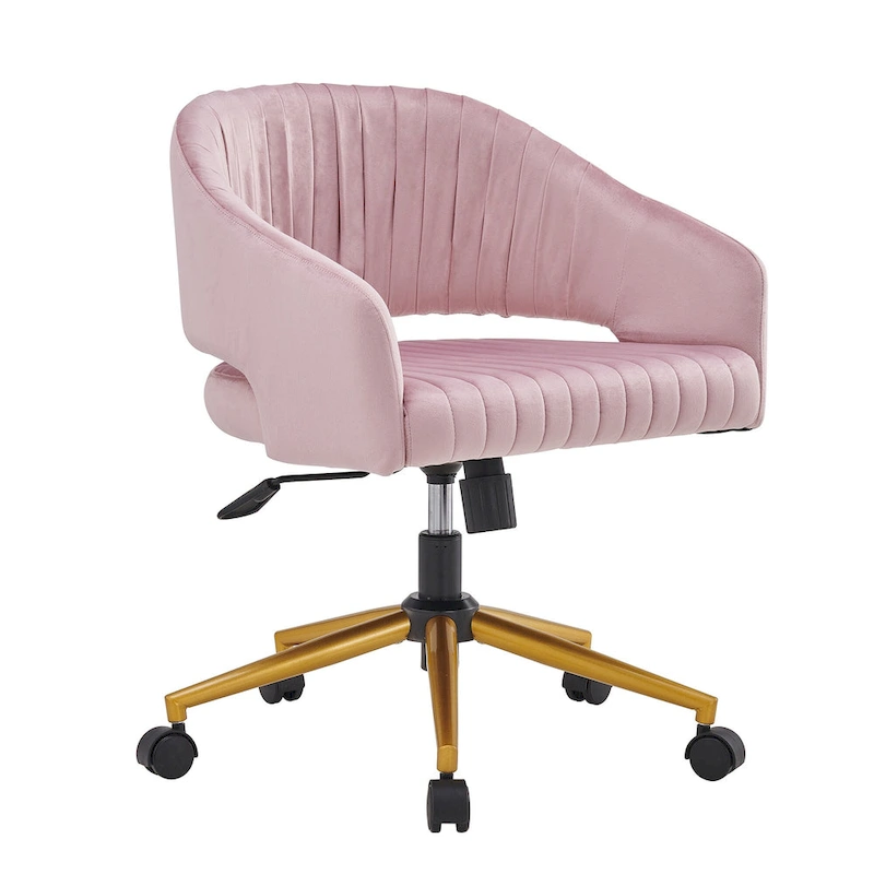 Modern Gold Office Chair Velvet Task Chair Swivel Height Adjustable Computer Chair