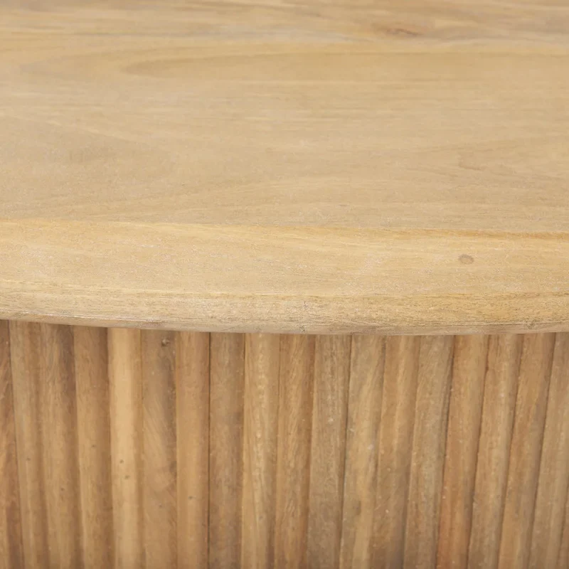 Terra 48L x 28W x 15H Dark Brown Wood Oval Fluted Coffee Table