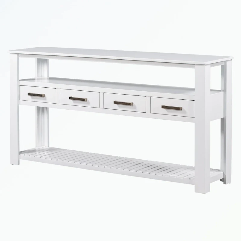 Console Table with 4 Drawers and 2 Shelves