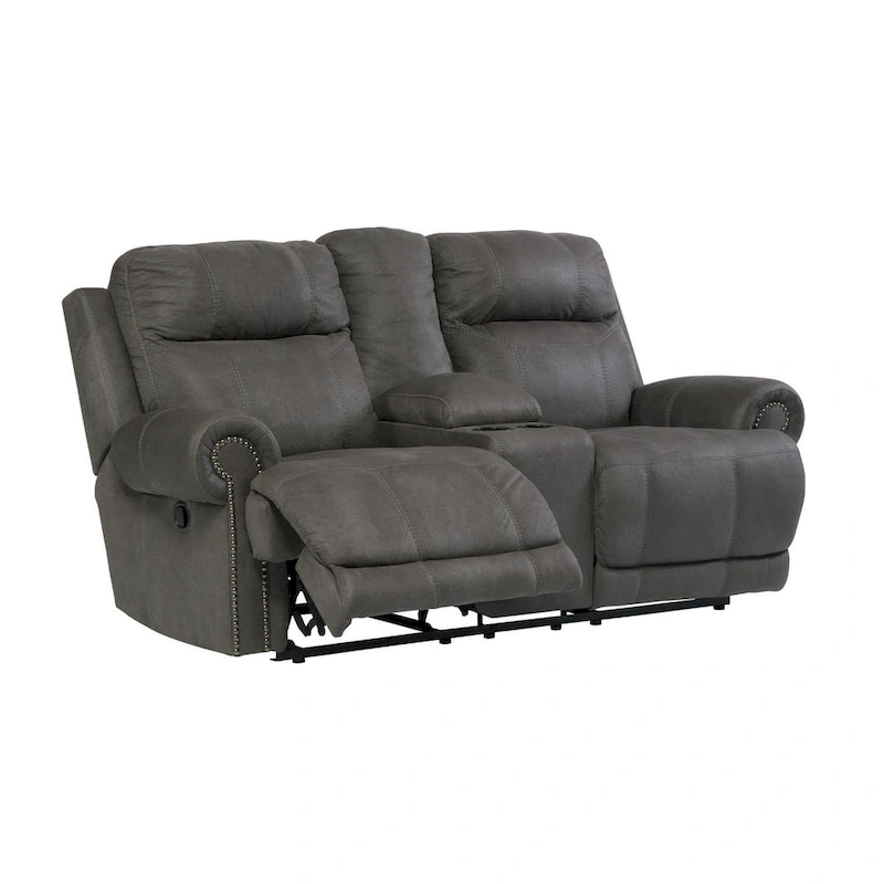 Austere Reclining Loveseat with Console Gray