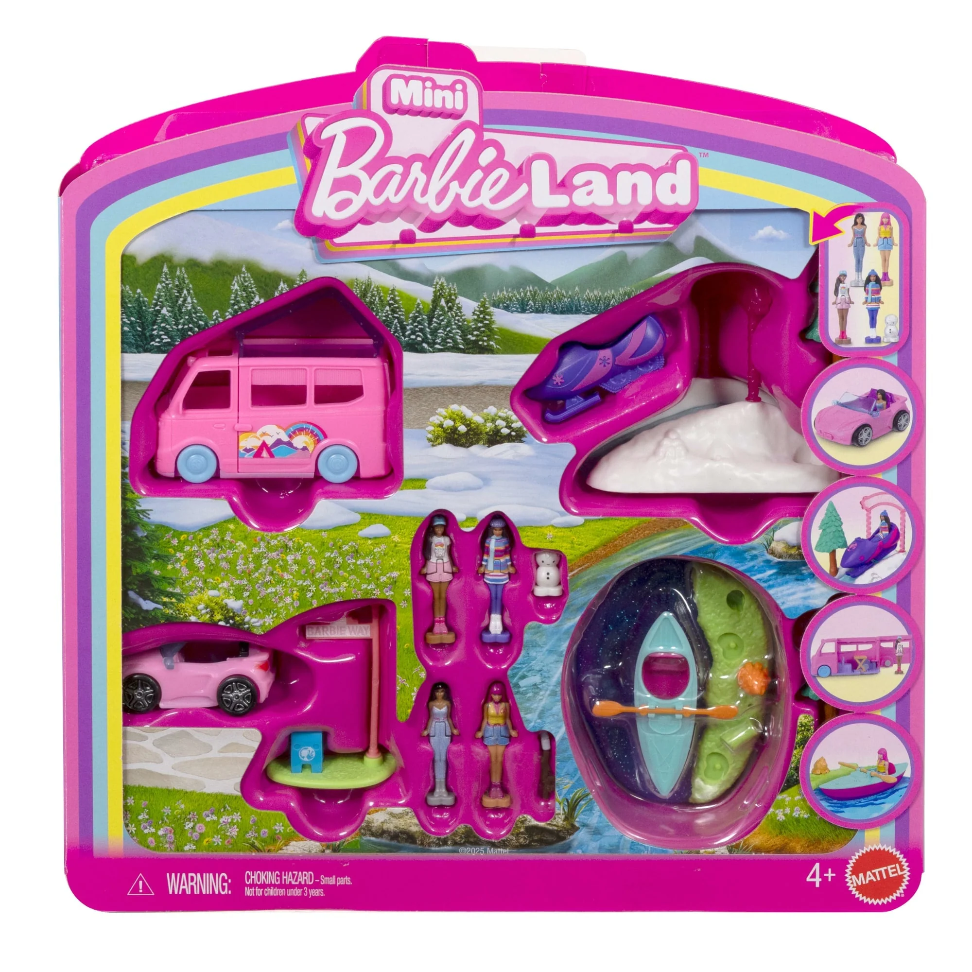 Barbie Mini Barbieland 4-Pack Doll & Vehicle Set, 4 1.5-Inch Dolls & 4 Iconic Toy Vehicles