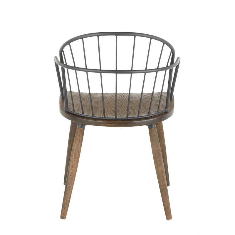 Carbon Loft Ellul Industrial Chair in Dark Walnut Wood and Black Metal - N/A