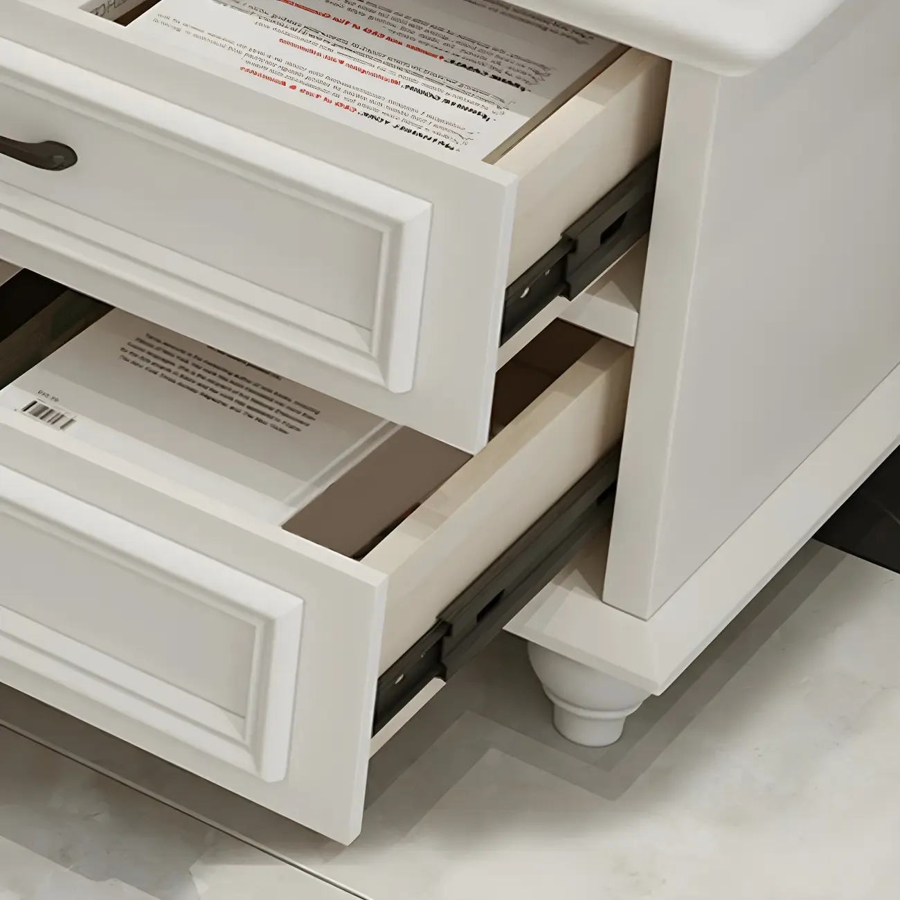 63 Adjustable White Wood TV Stand with Cable Management