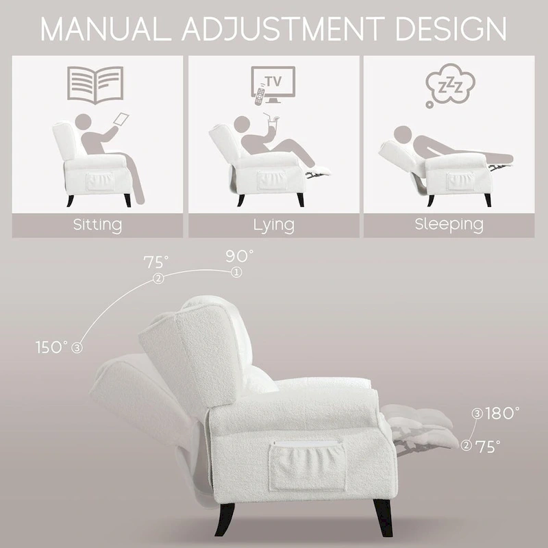 HOMYKA Manual Pushback Recliner Adjustable Accent Chair Wingback Armchair Set of 2