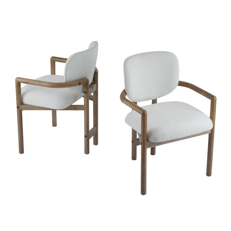 Upholstered Dining Chairs Set of 2, Side Chairs with Rubber Wood Legs, 300 LBS Weight Capacity