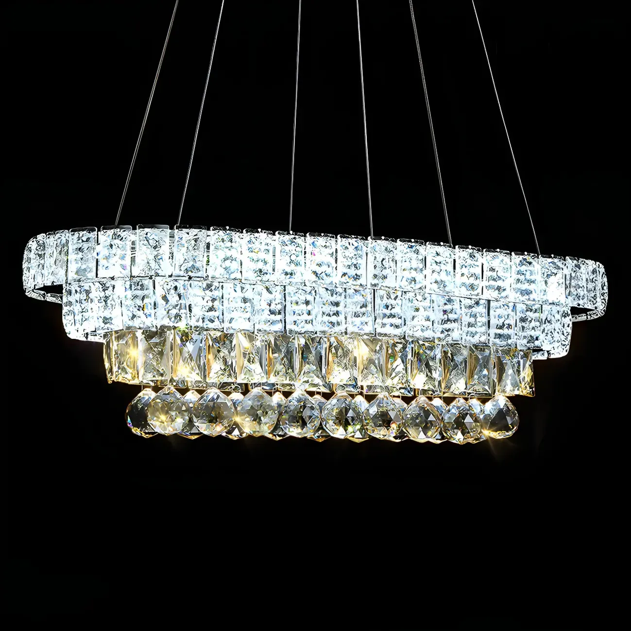 Elegant Gold/Silver Crystal Kitchen Island Pendant Light