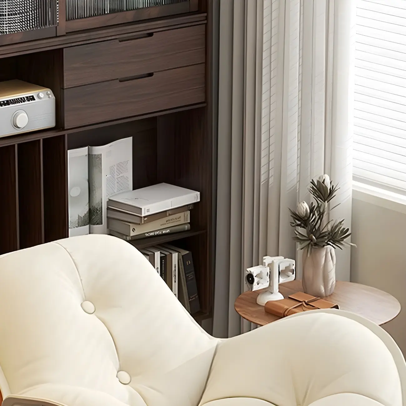 Modern Flannel Upholstered Rocking Chair with Ottoman