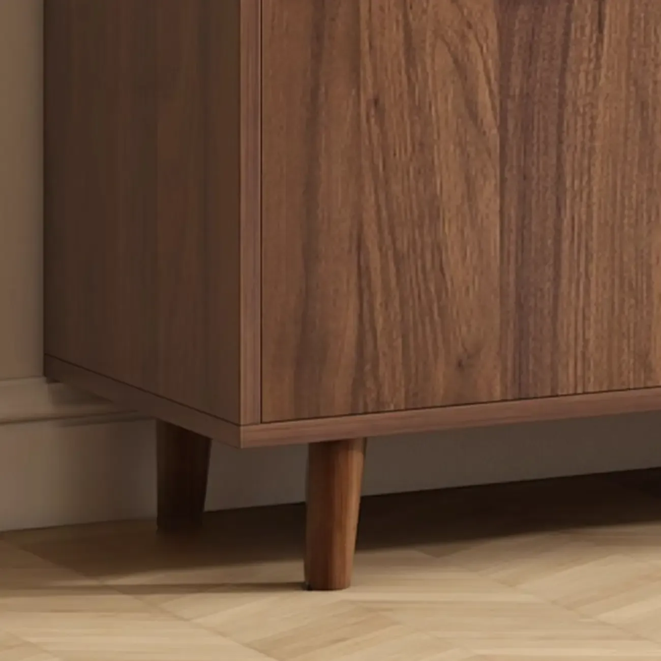 Modern Wood Sideboard with Glass Countertop