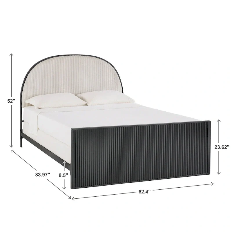 Choteau Black Finish Metal Gray Fabric Queen Bed by iNSPIRE Q Modern