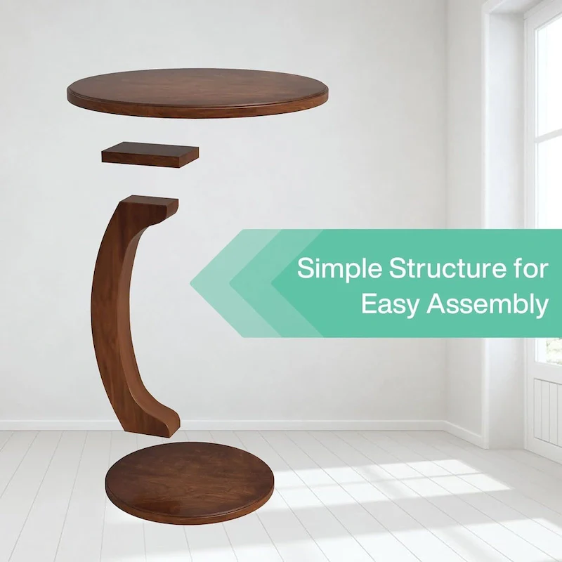 Wooden C-Shaped End Table
