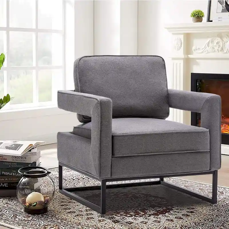Modern Arm Accent Chair, Mid Century Living Room Chair Upholstered Lounge Chair