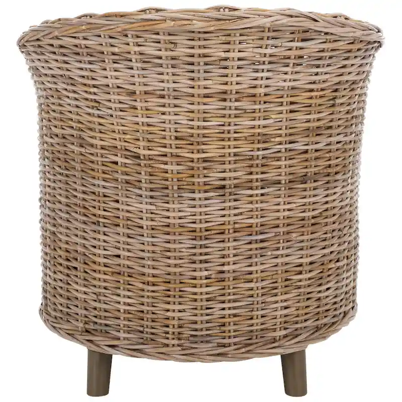 SAFAVIEH Charla Rattan Barrel Chair with Cushion - 29.1 x 27.2 x 32.7 - 29Wx27Dx33H