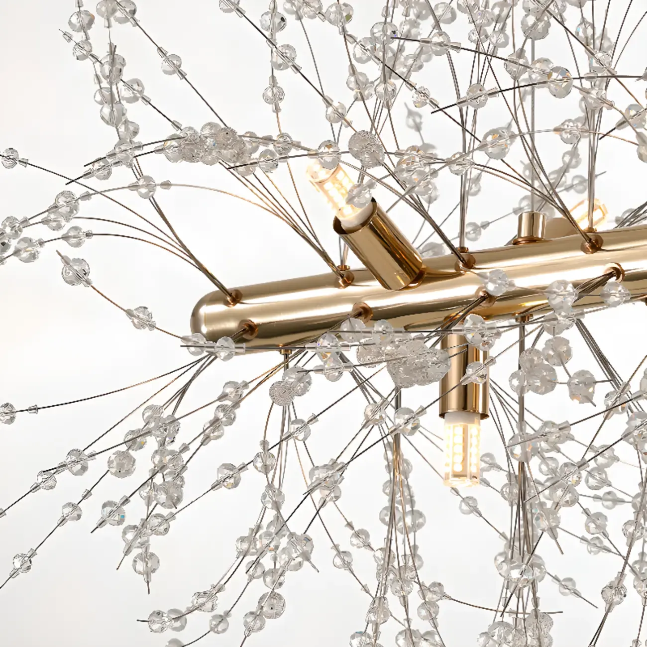 Golden Geometric Crystal Island Light Adjustable Hanging Length