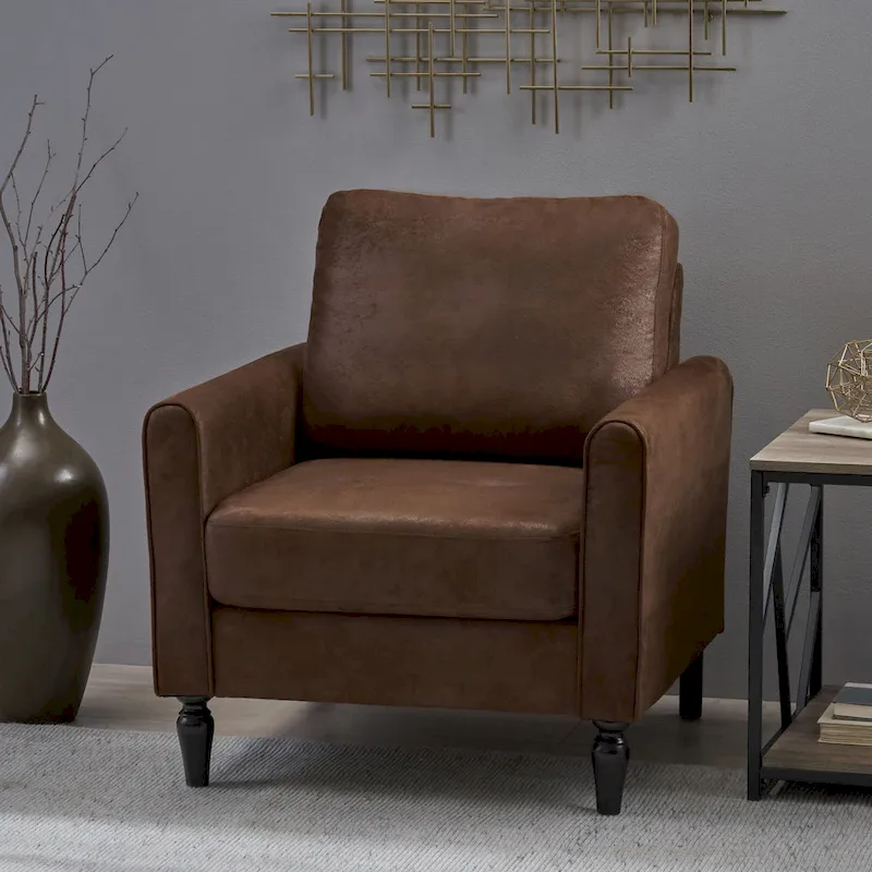 Modern 31 Microfiber Club Chair with Tapered Legs and Thick Seat Cushions