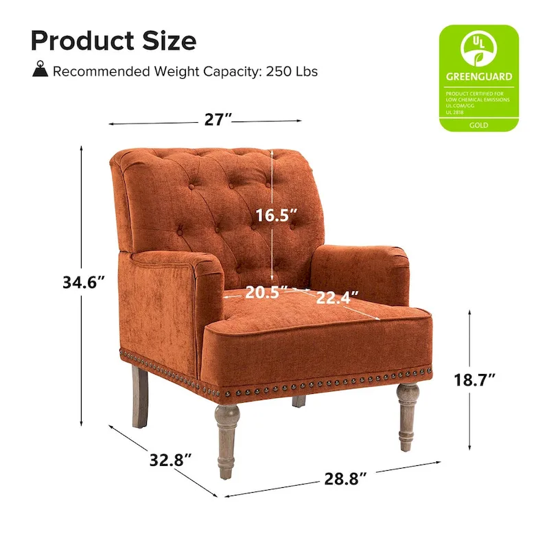Geltrude Classic Upholstered Accent Arm Chair with Button Tufted Back by HULALA HOME