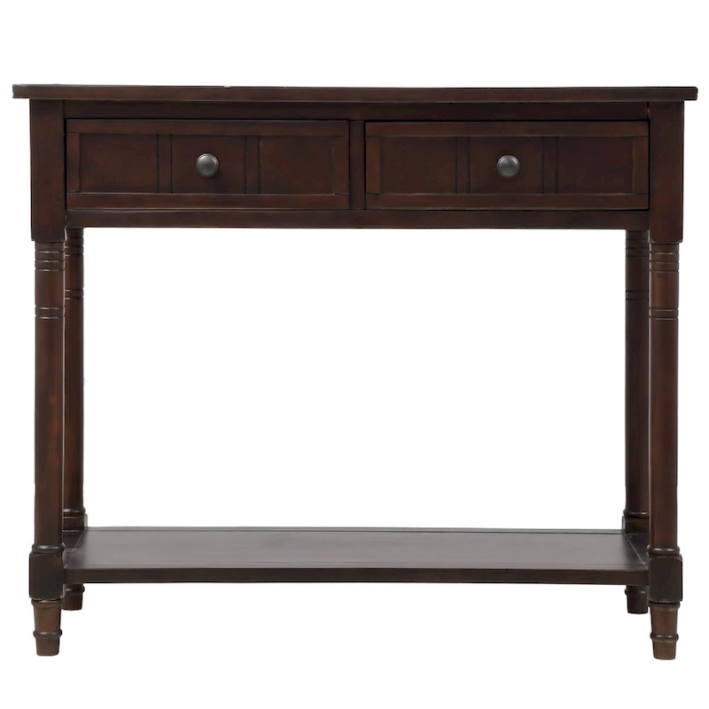 Console Table with Two Drawers and Bottom Shelf