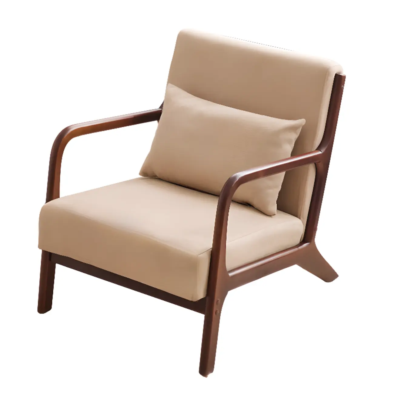 Beige Ottoman Cotton Linen Accent Arm Chair