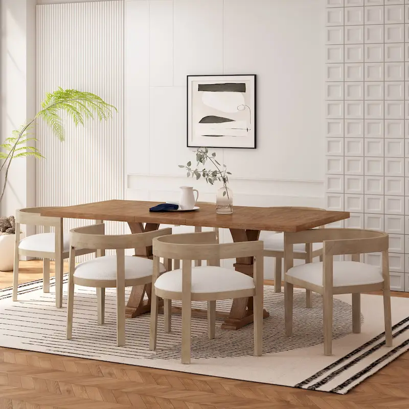 Hudson Fabric and Wood 7 Piece Dining Set by Christopher Knight Home