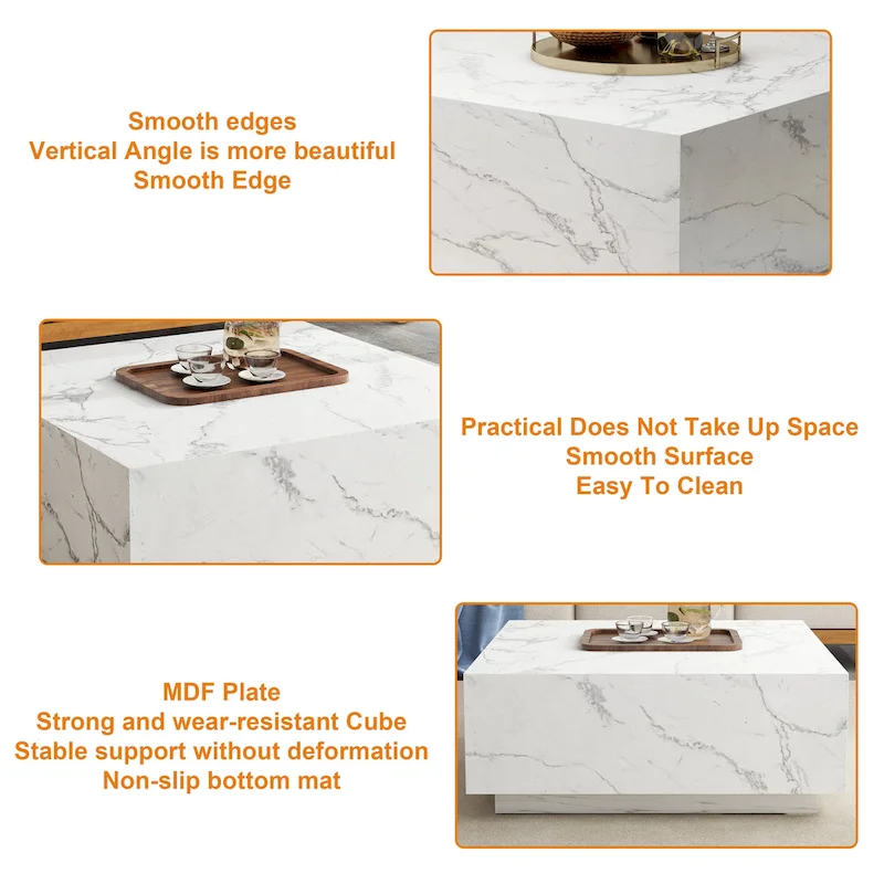 Faux Marble Square Coffee Table