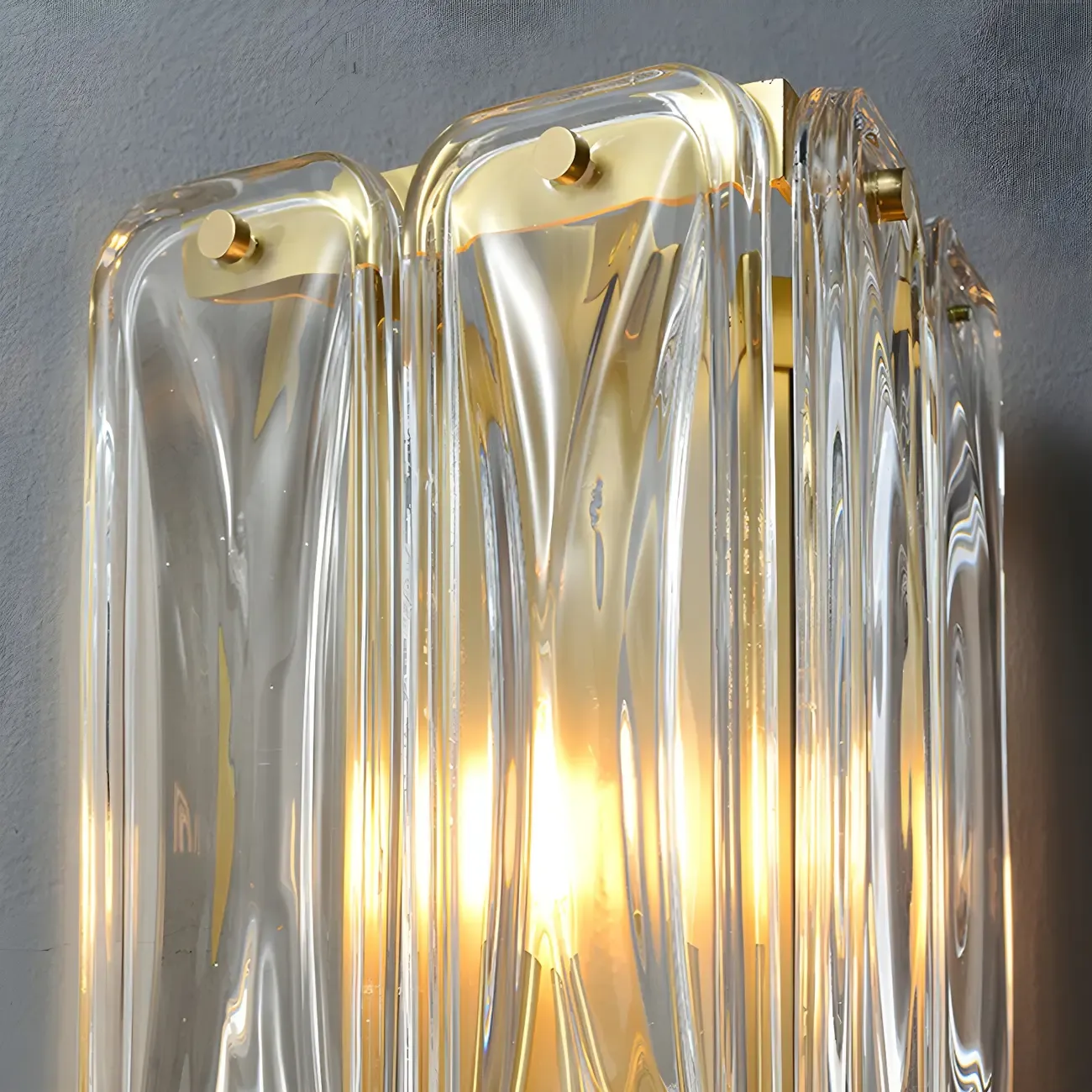Modern Gold Metal Clear Glass Geometry Wall Sconce