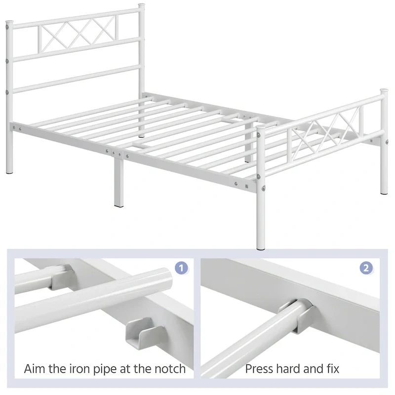 Yaheetech Metal Bed Frame Mattress Foundation with Slatted Bed Base