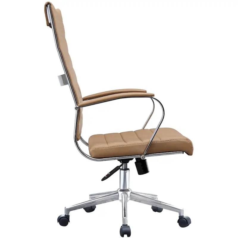 Modern High Back Office Chair Ribbed PU Leather Manager Tilt Conference Room Computer Desk Boss Task Executive Boss