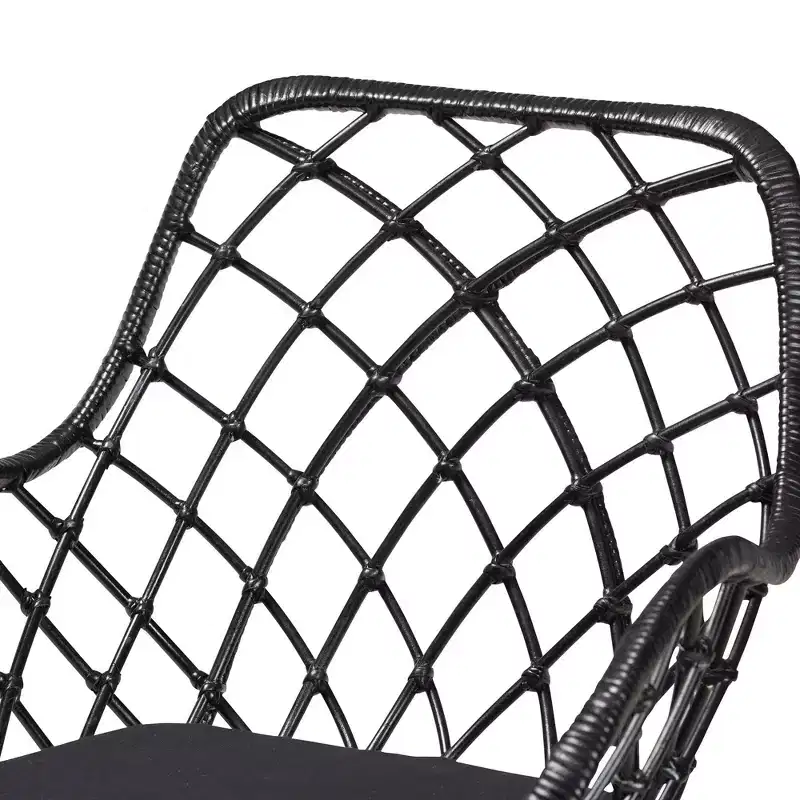 Black Rattan & Wood 5-Piece Dining Set for 4