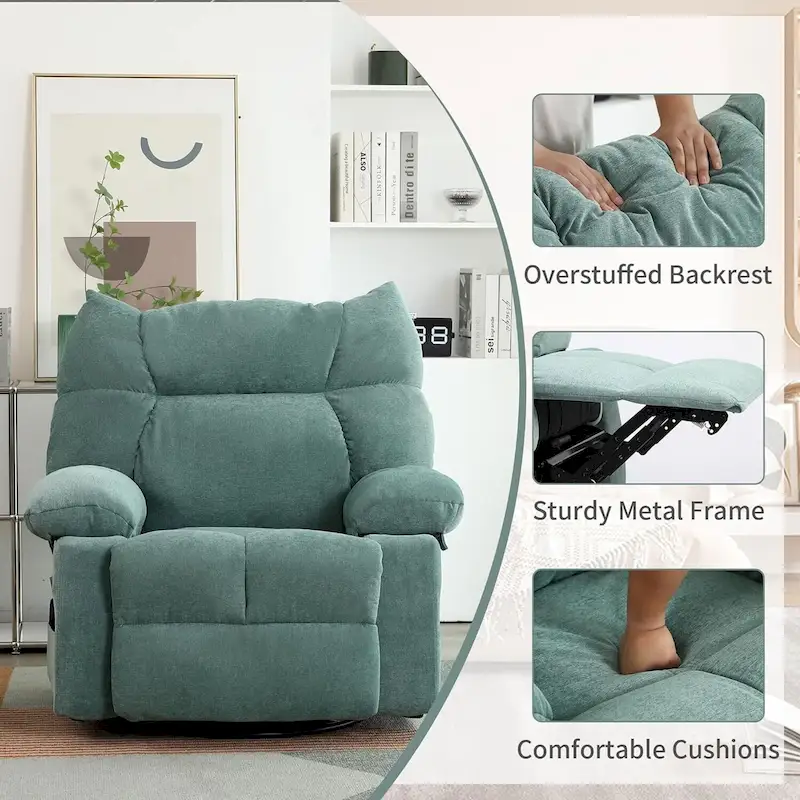 XINMICS Swivel Recliner Chair, Glider Rocking Power Recliner with Massage and Heated