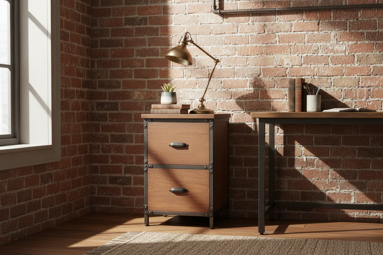 Solid Wood 2-drawer Handmade Rustic Filing Cabinet