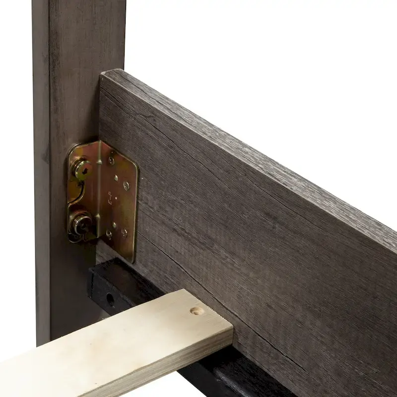 King Panel Bed with Solid Wood Strip Inlays and Center Slat Support – Greystone / Medium Gray, for 1–2 People