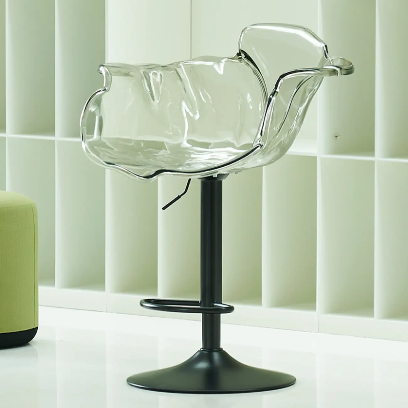 Clear Acrylic Swivel Adjustable Height Bar Stools with Backs