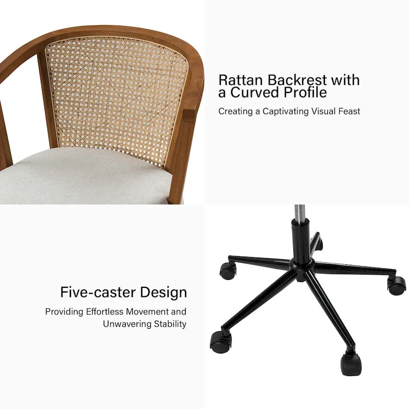 Ingrid Modern Rattan Swivel Height Adjustment Office Chair by