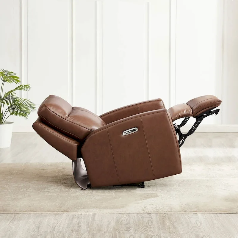 Hydeline Vienna Zero Gravity Power Recline and Headrest Top Grain Leather Loveseat with Console