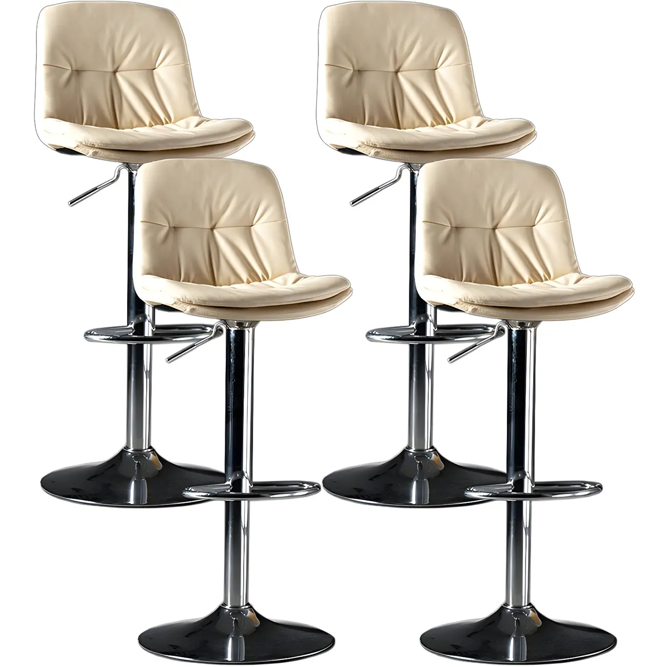 Adjustable Leather Low Back Swivel Bar Stool