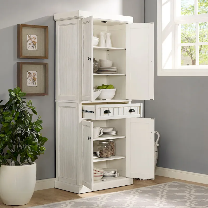 Crosley Seaside Distressed White Kitchen Pantry