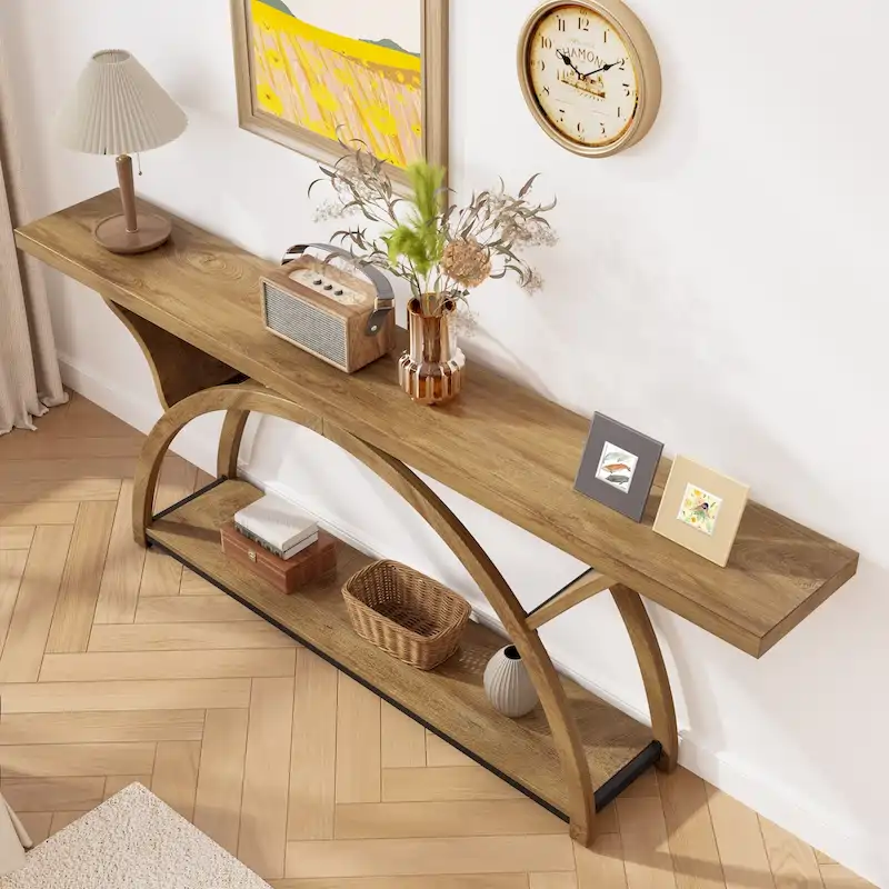 Narrow Long Console Table Sofa Table with Half Moon Frame