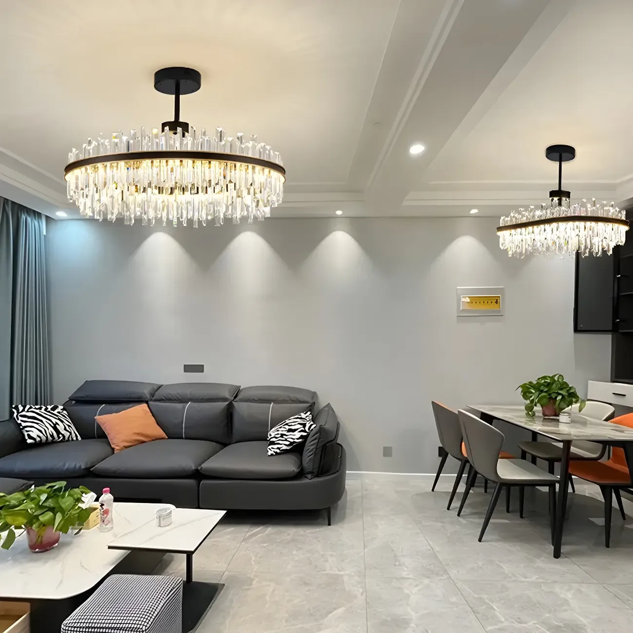 Modish Modern Black Crystal Island Pendant Light