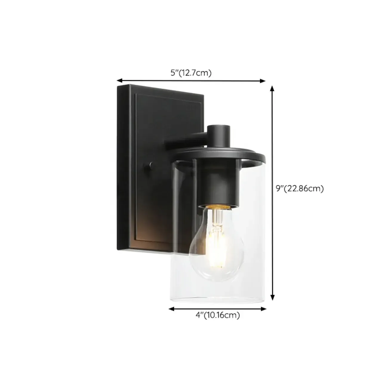 3-Light Black Clear Glass Cylinder Vanity Lights