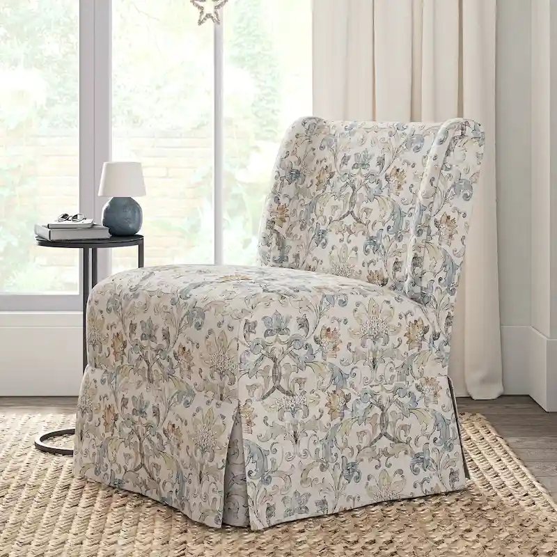 Falk Upholstered Farmhouse Armless Chair with Slipcover and Solid Wood Legs by HULALA HOME