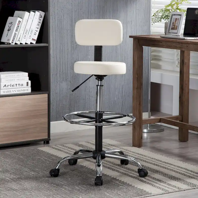 Adjustable Ergonomic Drafting Chair - Cream
