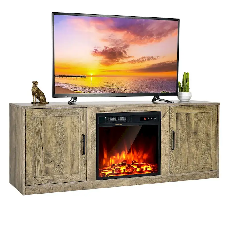 Costway 58 Fireplace TV Stand Entertainment Console W/ 18 Electric