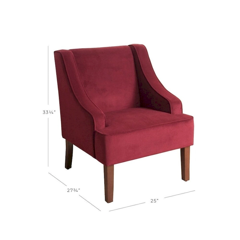 HomePop Swoop Arm Accent Chair in Berry Merlot Velvet